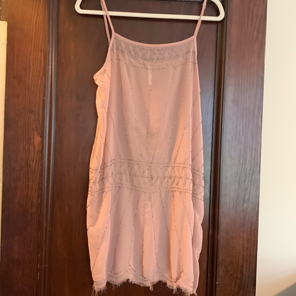 Free People Beaded Blush Pink Slip Dress